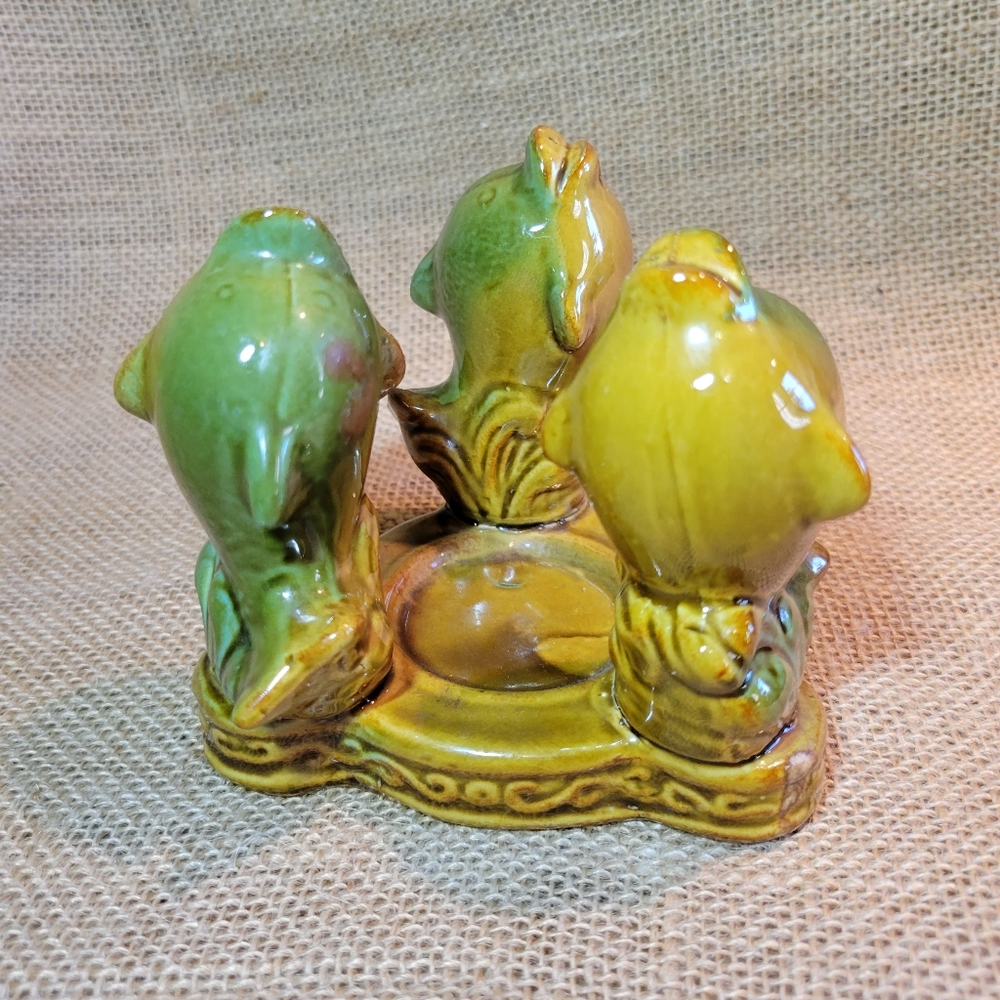 Vintage Ceramic Jumping Dolphins Figurine/Votive Holder